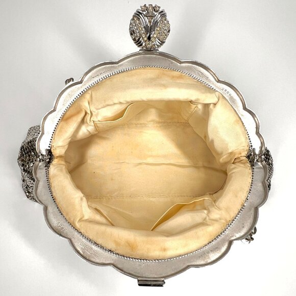 Large size Whiting Davis Silver Mesh Evening Bag Bejeweled MCM Disco Purse vtg - Picture 7 of 11